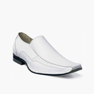 Stacy Adams  Men's Templin Leather Bike Toe Loafers, White   Men Size 12 M